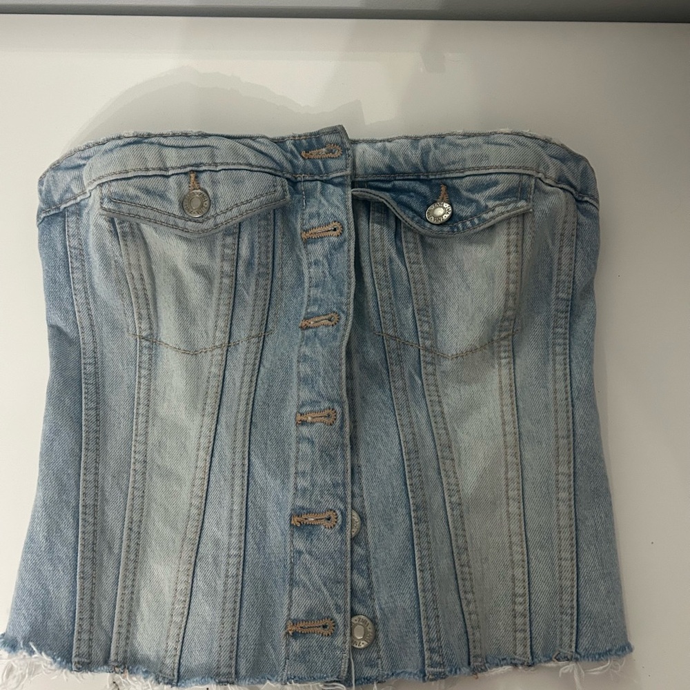 Light Blue Denim Corset Top